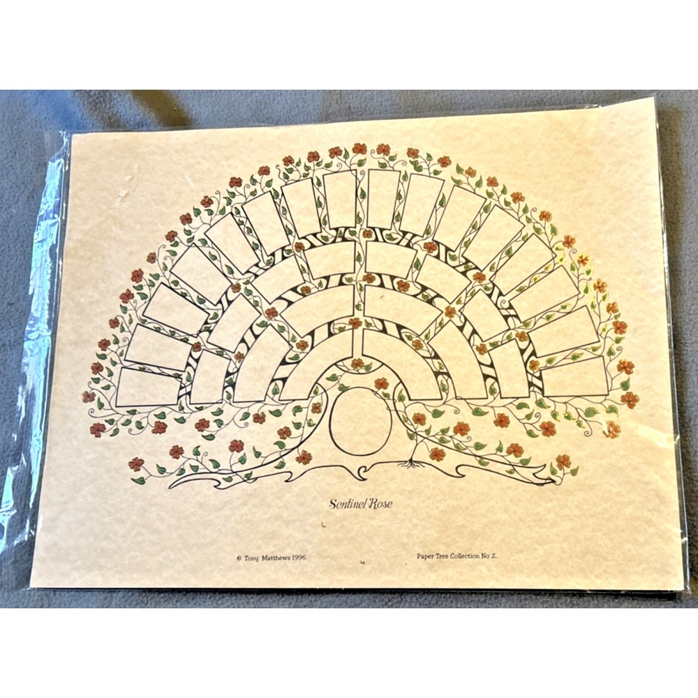 FAMILY TREE GENEALOGY CHART POSTER Sentinel Rose Tony Matthew 1996 22" X 17"